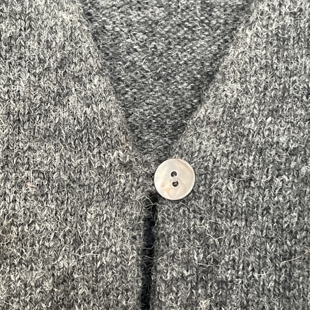 VTG Woolrich Sweater Vest Womens M Charcoal Wool Knit Button Embroider Grannycor - Picture 2 of 11